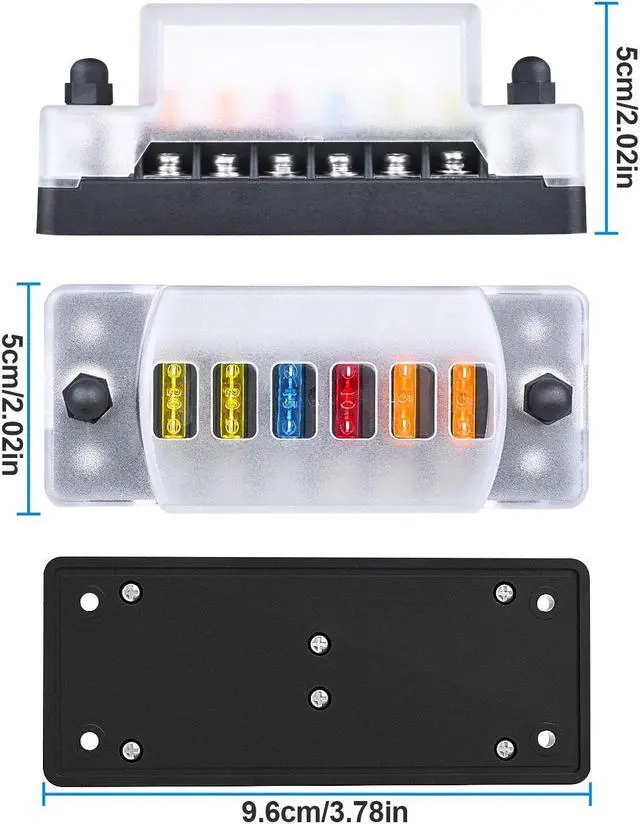 Alt view image 4 of 7 - NSI 6 Way Blade Fuse Block - for Boat, RV,Car,Truck,Trailer, and  SUV Auto Power Distribution with Protection Cover