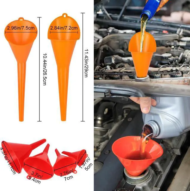 Alt view image 2 of 7 - NSI 10 Pcs Automotive Funnels Set - Plastic Long Neck Oil Funnels, Snap Funnel, Flexible Right Angle Funnels, Wide Mouth Fuel Funnels for Filling Coolant, Gasoline
