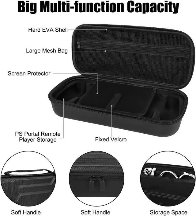 Alt view image 2 of 6 - NSI 6-in-1 Accessories Bundle for Playstation Portal - Carrying Case and Hard PC Clear Cover Case with with Tempered Glass Screen Protector,Protective Case and Hard Shell Portable Travel Handbag for P
