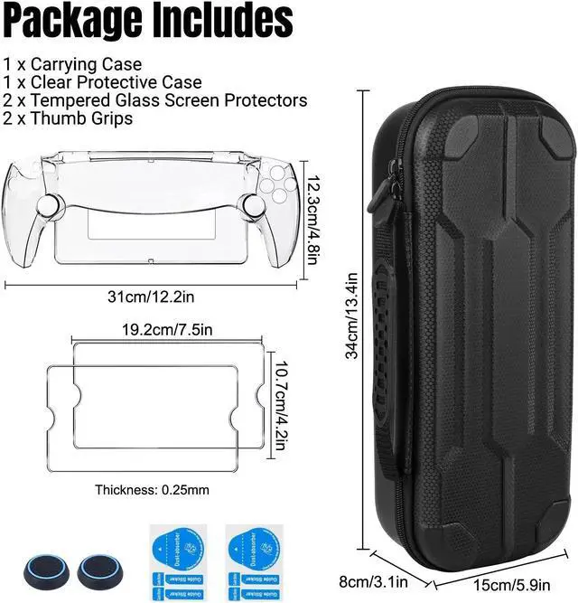 Alt view image 6 of 6 - NSI 6-in-1 Accessories Bundle for Playstation Portal - Carrying Case and Hard PC Clear Cover Case with with Tempered Glass Screen Protector,Protective Case and Hard Shell Portable Travel Handbag for P
