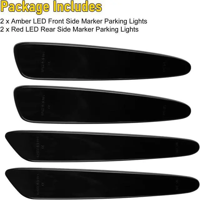 Alt view image 7 of 7 - NSI 2 Pairs LED Side Marker Light for 2005-2013 Chevy Corvette C6  Front Rear Turn Signal Lights, Fender Side Marker Lamps, Black Lens with Amber and Red LED Light