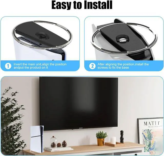 Alt view image 3 of 6 - NSI Vertical Stand for PS5/PS5 Slim Consoles Non-Slip Base Mount, Stylish and Organized Silver & Black Design