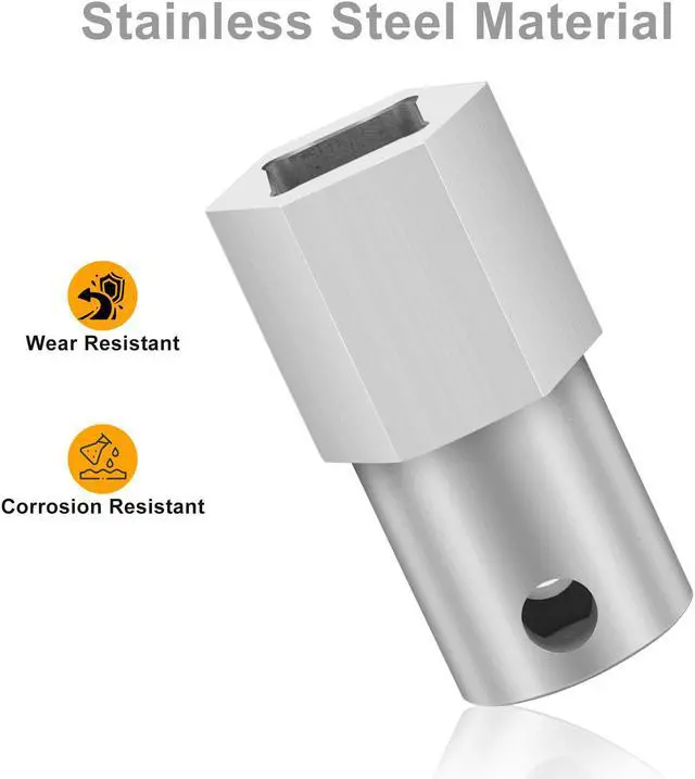 Alt view image 2 of 7 - NSI Stainless Steel Top Wind Trailer Jack Crank Handle Cordless Drill Adapter Kit - with 1/2 Inch Socket Adapter Bit