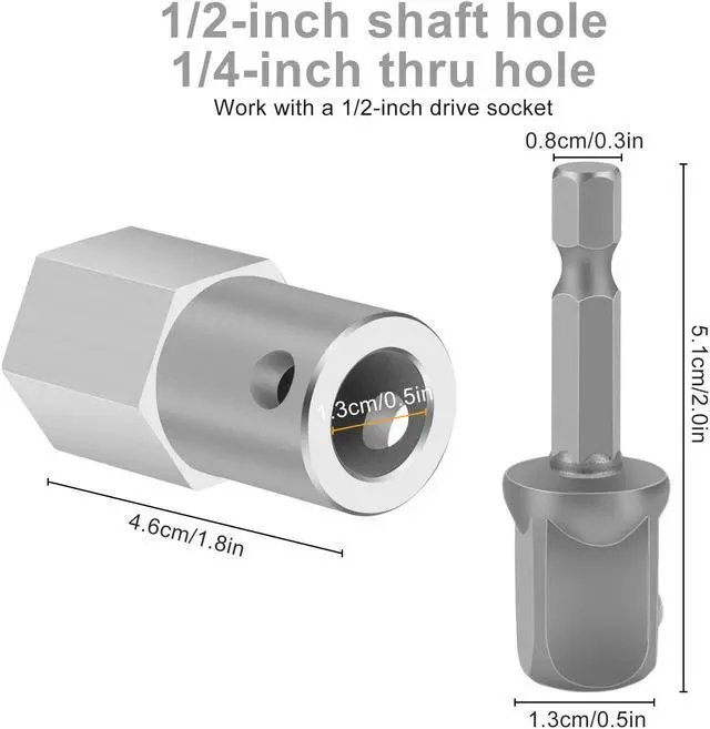 Alt view image 6 of 7 - NSI Stainless Steel Top Wind Trailer Jack Crank Handle Cordless Drill Adapter Kit - with 1/2 Inch Socket Adapter Bit