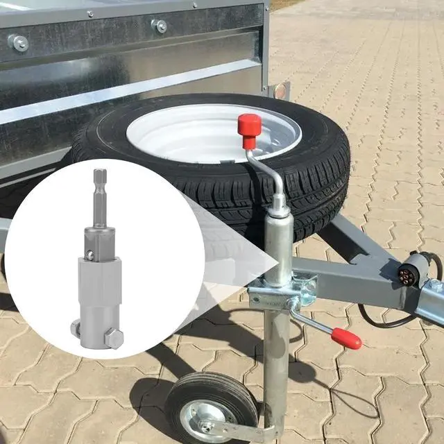 Alt view image 5 of 7 - NSI Stainless Steel Top Wind Trailer Jack Crank Handle Cordless Drill Adapter Kit - with 1/2 Inch Socket Adapter Bit