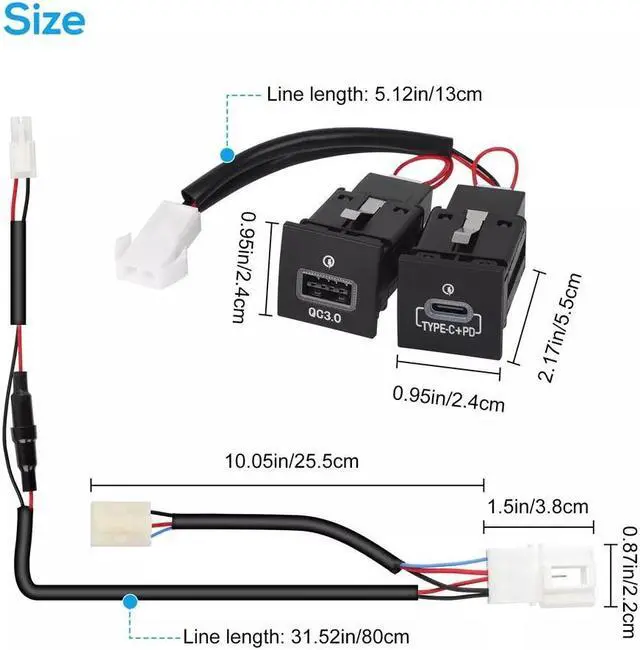 Alt view image 6 of 7 - NSI USB QC3.0 Charger + PD for VW Golf GTI R-Line MK5/MK6 (2006-2013), Jetta MK6 (2010-2014)  Dual Fast Charge with LED Indicator