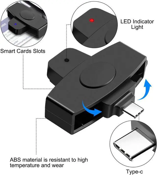 Alt view image 5 of 7 - NSI USB-C Smart Card Reader - SIM Card Reader ID CAC Card Reader Compatible with Mac Os, Windows,Linux