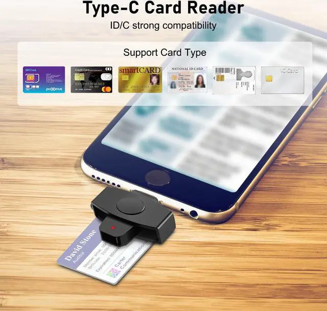 Alt view image 3 of 7 - NSI USB-C Smart Card Reader - SIM Card Reader ID CAC Card Reader Compatible with Mac Os, Windows,Linux