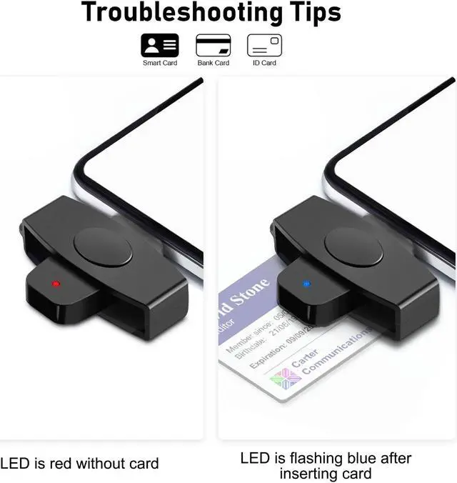 Alt view image 2 of 7 - NSI USB-C Smart Card Reader - SIM Card Reader ID CAC Card Reader Compatible with Mac Os, Windows,Linux