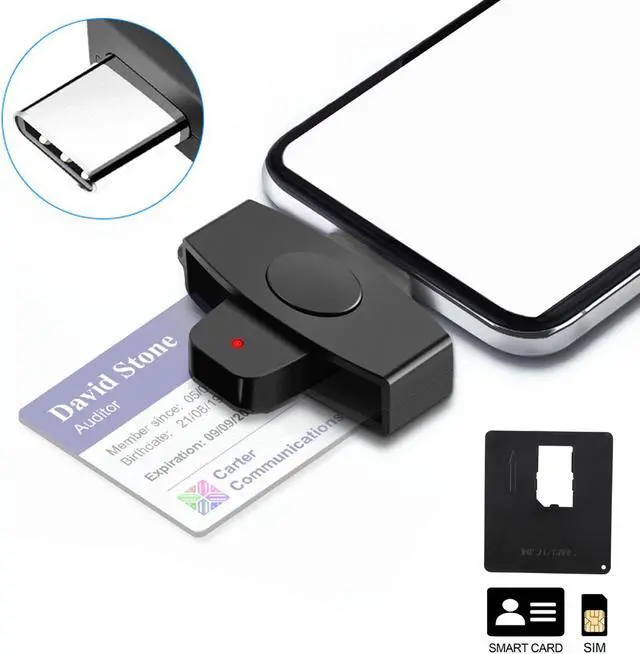 Main image of NSI USB-C Smart Card Reader - SIM Card Reader ID CAC Card Reader Compatible with Mac Os, Windows,Linux