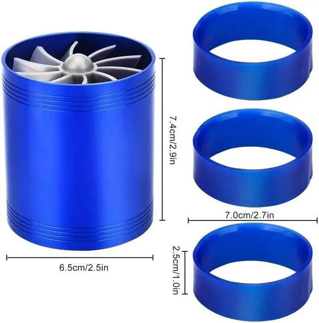 Alt view image 5 of 6 - NSI Universal Turbo Charger Dual Fan 2.5-2.9 Inch - Easy Installation Red Car Styling Turbo Air Intake for Enhanced Performance ( Blue )