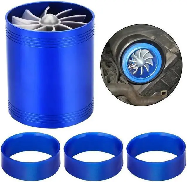 Alt view image 6 of 6 - NSI Universal Turbo Charger Dual Fan 2.5-2.9 Inch - Easy Installation Red Car Styling Turbo Air Intake for Enhanced Performance ( Blue )