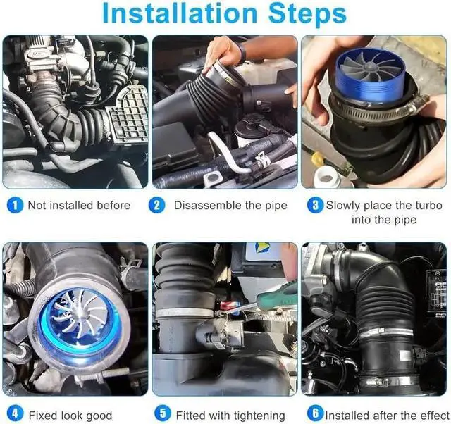 Alt view image 2 of 6 - NSI Universal Turbo Charger Dual Fan 2.5-2.9 Inch - Easy Installation Red Car Styling Turbo Air Intake for Enhanced Performance ( Blue )