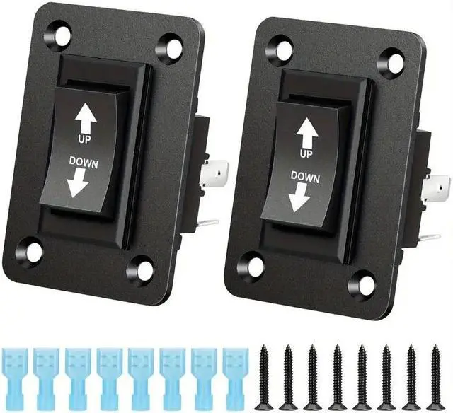 Main image of NSI 2 pcs 30A DPDT Polarity Reversing Momentary Switch - Up Down Toggle Rocker Switch for Trailer Stabilizers and RV Applications