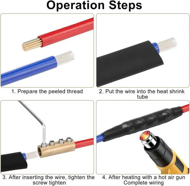 Alt view image 2 of 7 - NSI 10 Pcs 6 AWG Gauge Wire Connector Nut Kit - 80A Quick Wiring Connection Terminal with Screws and Heat Shrink Tubes