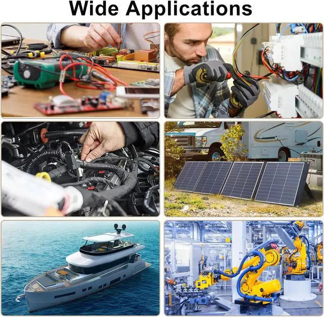 Alt view image 3 of 7 - NSI 10 Pcs 6 AWG Gauge Wire Connector Nut Kit - 80A Quick Wiring Connection Terminal with Screws and Heat Shrink Tubes