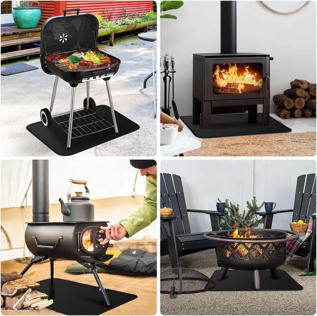 Alt view image 6 of 7 - NSI 24x18 Inch Under Grill Mat - 4 Layer Fireproof & Heat Resistant Mat for Outdoor Tabletop and Patio Protection, Waterproof/Oil-Proof BBQ Mat (Black)