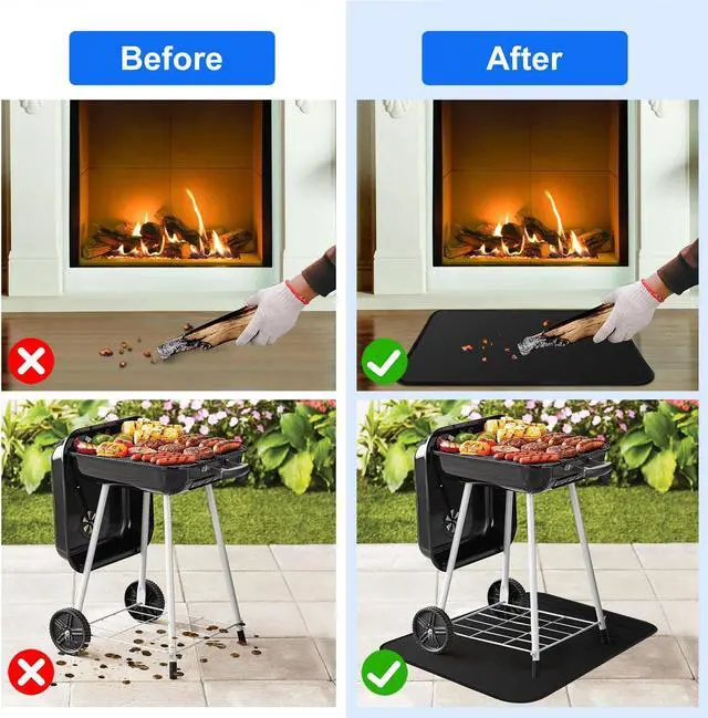 Alt view image 4 of 7 - NSI 24x18 Inch Under Grill Mat - 4 Layer Fireproof & Heat Resistant Mat for Outdoor Tabletop and Patio Protection, Waterproof/Oil-Proof BBQ Mat (Black)