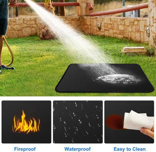 Alt view image 5 of 7 - NSI 24x18 Inch Under Grill Mat - 4 Layer Fireproof & Heat Resistant Mat for Outdoor Tabletop and Patio Protection, Waterproof/Oil-Proof BBQ Mat (Black)