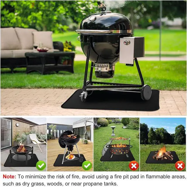 Alt view image 3 of 7 - NSI 24x18 Inch Under Grill Mat - 4 Layer Fireproof & Heat Resistant Mat for Outdoor Tabletop and Patio Protection, Waterproof/Oil-Proof BBQ Mat (Black)