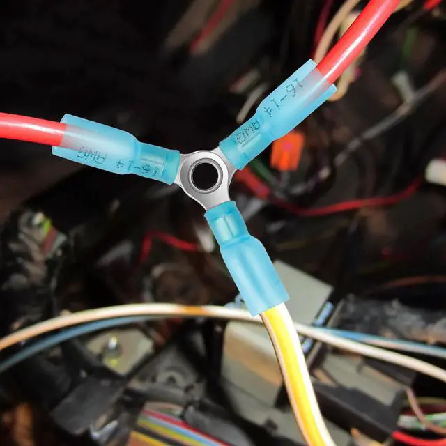 Alt view image 2 of 6 - NSI 20 Pcs 3 Way Wire Connector - Heat Shrink Butt Terminals for 16-14 AWG, Waterproof Electrical Connections (Blue)
