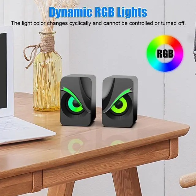 Alt view image 3 of 7 - NSI RGB Lighting Wired small Computer Speaker - Dual 3W Speakers, 3.5mm jack,USB Powered, Perfect for Music, Movies, and Gaming (Black)
