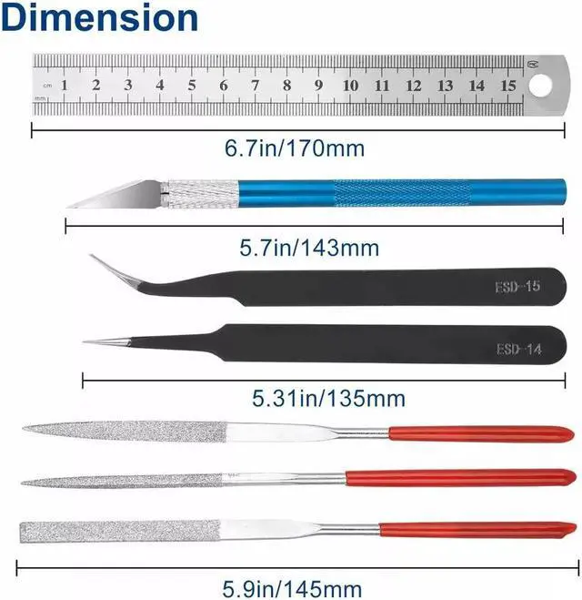 Alt view image 2 of 7 - NSI 24 Pcs Model Building Tool Kit for Gundam and Car Models  Precision Craft Tools with Plier, Pen Knife, Tweezers, Grinding Files, Polishing Block, and Portable Case.