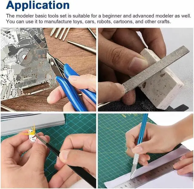 Alt view image 5 of 7 - NSI 24 Pcs Model Building Tool Kit for Gundam and Car Models  Precision Craft Tools with Plier, Pen Knife, Tweezers, Grinding Files, Polishing Block, and Portable Case.