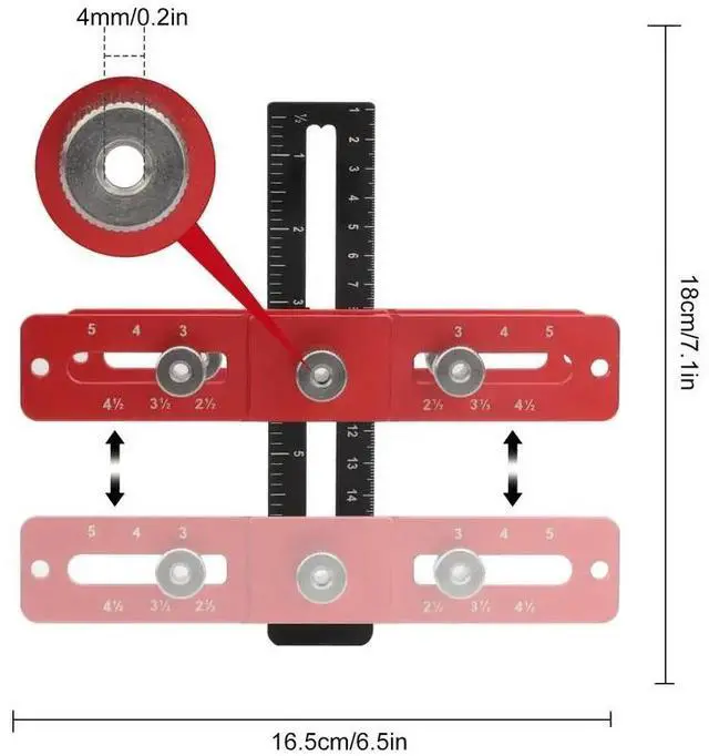 Alt view image 5 of 5 - NSI Adjustable Cabinet Hardware Doweling  Precise Drill Guide Tool for Knobs, Handles, and Pulls Installation
