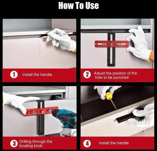 Alt view image 4 of 5 - NSI Adjustable Cabinet Hardware Doweling  Precise Drill Guide Tool for Knobs, Handles, and Pulls Installation