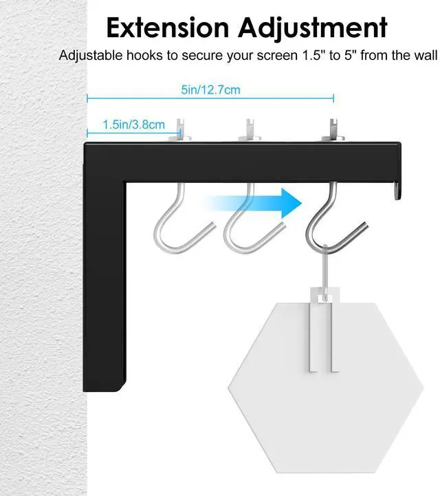 Alt view image 2 of 7 - NSI Universal Projector Screen Ceiling and Wall Mount L Brackets - Adjustable 6-inch Extension Hook Kit, Supports Up to 66 lbs (Black)