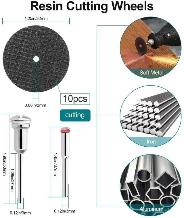 Alt view image 2 of 7 - NSI 30 Pcs Cutting Wheel Set for Rotary Tool - HSS Circular Saw Blades, Diamond, and Resin Cutting Discs for Wood, Plastic, Stone, and More