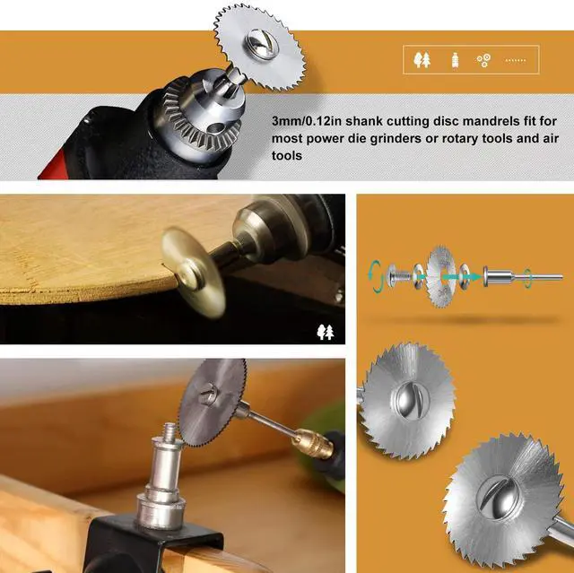 Alt view image 6 of 7 - NSI 30 Pcs Cutting Wheel Set for Rotary Tool - HSS Circular Saw Blades, Diamond, and Resin Cutting Discs for Wood, Plastic, Stone, and More