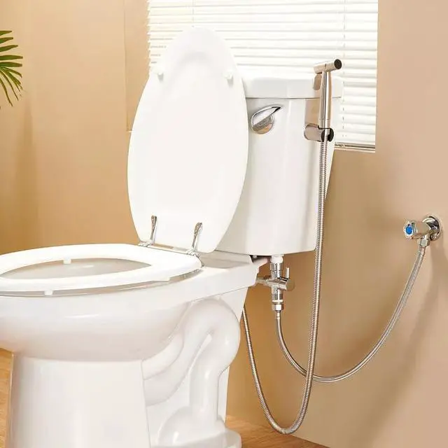 Alt view image 2 of 6 - NSI Handheld Stainless Steel Bidet Sprayer for Toilet - Adjustable Water Pressure, Easy Installation, Multi-Functional Use for Bathroom Cleaning, Pet Bathing, and More
