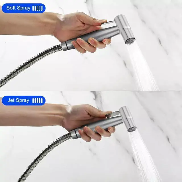 Alt view image 3 of 6 - NSI Handheld Stainless Steel Bidet Sprayer for Toilet - Adjustable Water Pressure, Easy Installation, Multi-Functional Use for Bathroom Cleaning, Pet Bathing, and More