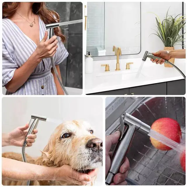 Alt view image 5 of 6 - NSI Handheld Stainless Steel Bidet Sprayer for Toilet - Adjustable Water Pressure, Easy Installation, Multi-Functional Use for Bathroom Cleaning, Pet Bathing, and More