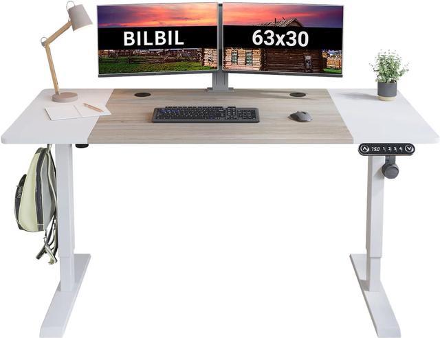 Desk for Office Computer | Wheels | Modern Style | Costway | Electric Standing Adjustable Stand Up Anti-collision-White