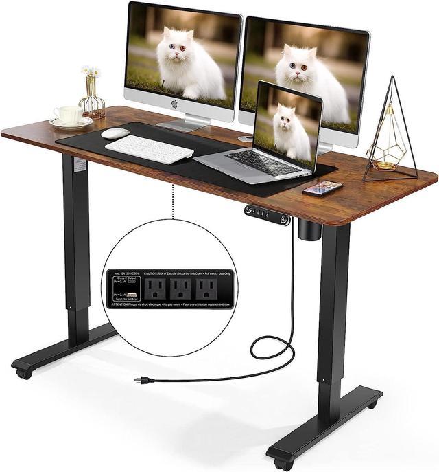 Electric Standing Desk 55 x 24In with Charging Station, Stand up