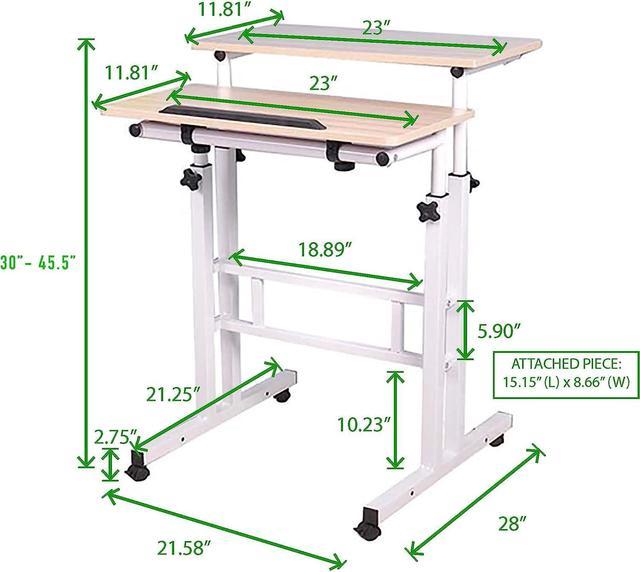 Pink Rolling Sitting/Standing Reversible Desk with Side Storage - Mind  Reader