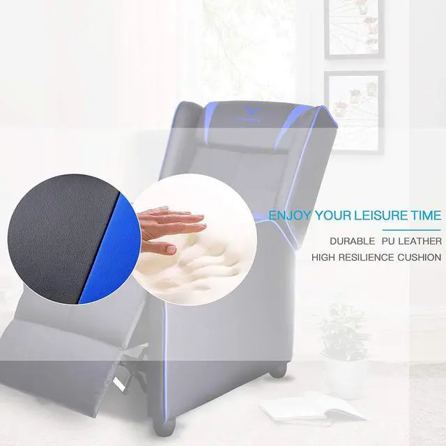 Alt view image 5 of 6 - VITESSE VIT Gaming Recliner Chair Racing Style Single PU Leather Sofa Modern Living Room Recliners Ergonomic Comfortable Home Theater Seating, Blue., Welcome to consult