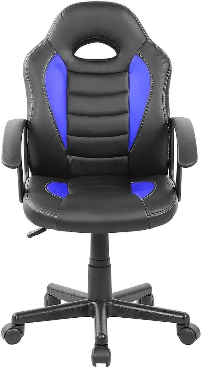 Alt view image 5 of 7 - Techni Mobili Kid's Gaming and Student Racer Chair with Wheels, Resemblance of a sport's car interior, Polypropylene, Blue