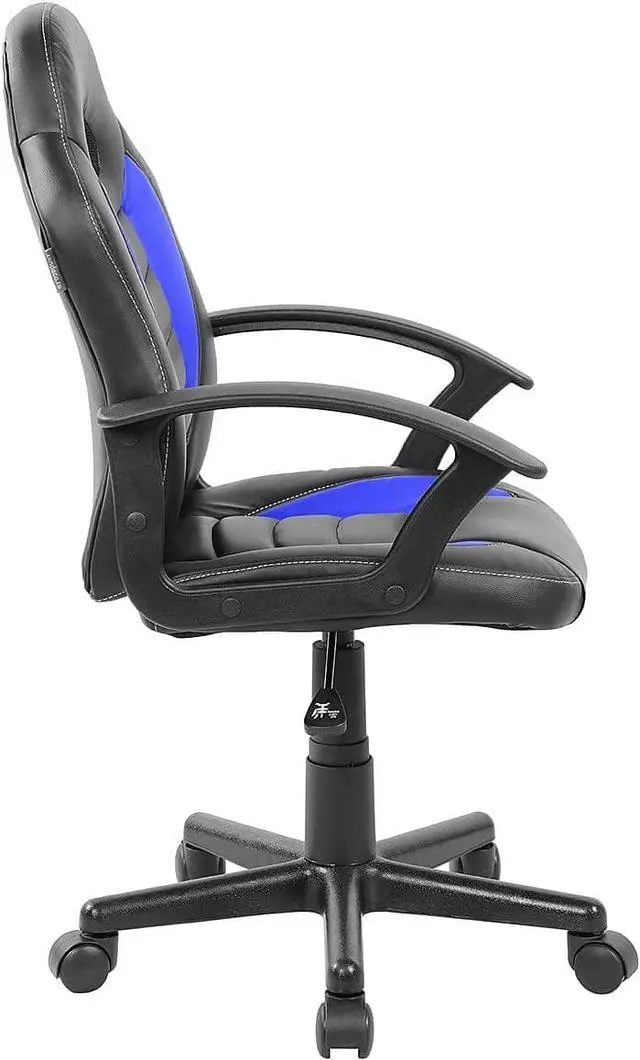 Alt view image 7 of 7 - Techni Mobili Kid's Gaming and Student Racer Chair with Wheels, Resemblance of a sport's car interior, Polypropylene, Blue