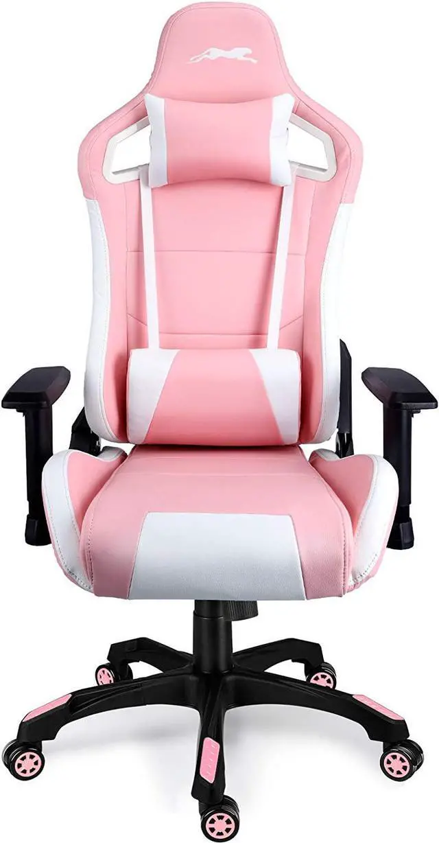 Alt view image 7 of 7 - Leopard Gaming Chair, High Back PU Leather Office Chair, Adjustable Video Gaming Chairs, Swivel Racing Chair with Adjustable Armrest (White/Pink)