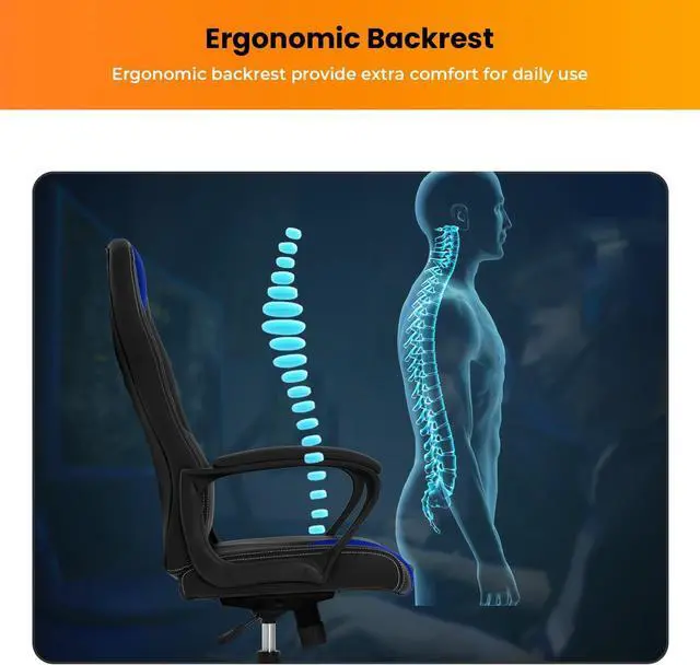 Alt view image 5 of 7 - Gaming Chairs for Adults Rolling Chair Gamer Chair Game Chair Big and Tall Gaming Chair Cheap PC Chair Office Computer Chair Gaming Chair with Lumbar Support Armrest, Kids Gaming Chairs Ages 8-12