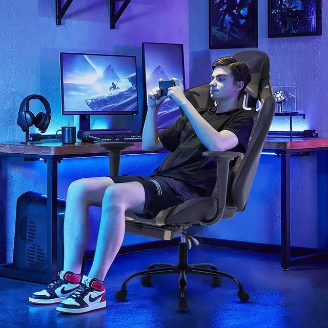 Alt view image 7 of 7 - Gaming Chair Computer Chair Ergonomic Gaming Chair with Footrest Reclining High Back Video Game Chair with Lumbar Support Headrest Armrest Swivel Seat for Women, Men (Camo)