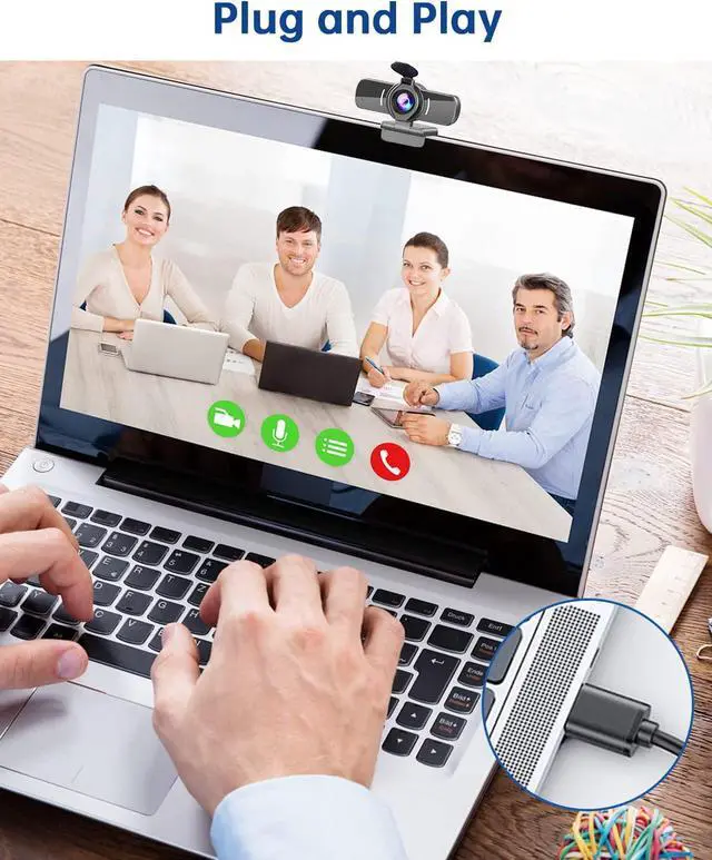 Alt view image 4 of 7 - Webcam with Microphone, 1080P 30fps HD Webcams, USB 2.0 Computer Webcam, 3D Noise Reduction and Automatic Gain Web Cam for PC Mac Laptop Desktop,Video Calling, Online Classes and Video Conference