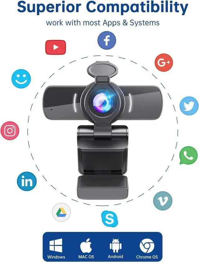 Alt view image 7 of 7 - Webcam with Microphone, 1080P 30fps HD Webcams, USB 2.0 Computer Webcam, 3D Noise Reduction and Automatic Gain Web Cam for PC Mac Laptop Desktop,Video Calling, Online Classes and Video Conference