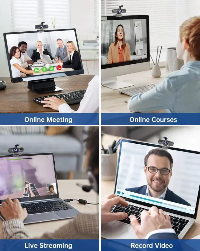 Alt view image 6 of 7 - Webcam with Microphone, 1080P 30fps HD Webcams, USB 2.0 Computer Webcam, 3D Noise Reduction and Automatic Gain Web Cam for PC Mac Laptop Desktop,Video Calling, Online Classes and Video Conference