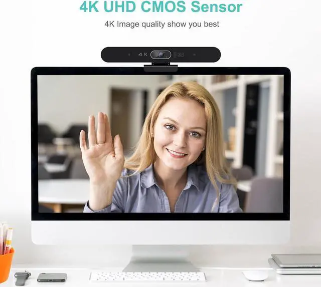 Alt view image 3 of 7 - 4K Pro Audio and Video Conference Room Camera with Remote Control for Windows TV, AI-Powered HD Webcam Microphone & Speaker Desktop Computer/PC/Monitor/Laptop/Teams/Zoom/Skype by DT