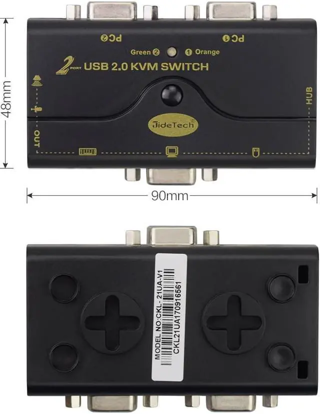 Alt view image 2 of 7 - 2 Port USB 2.0 VGA KVM Switch Up to 2048x1536 Resolution with USB Hub and Audio for PC or Monitor Switching